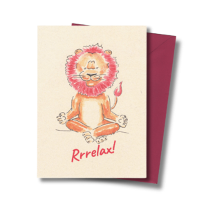 Postkarte Löwe mit Briefumschlag